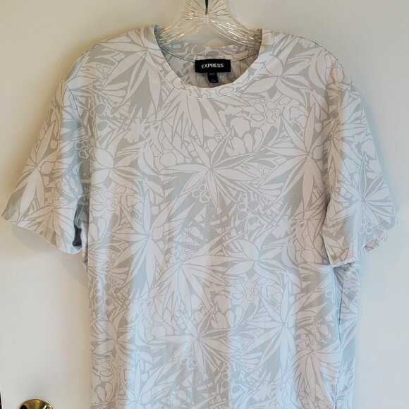Express Other - Express Graphic Botanical Print Tee White Gray Men’s L Tall
